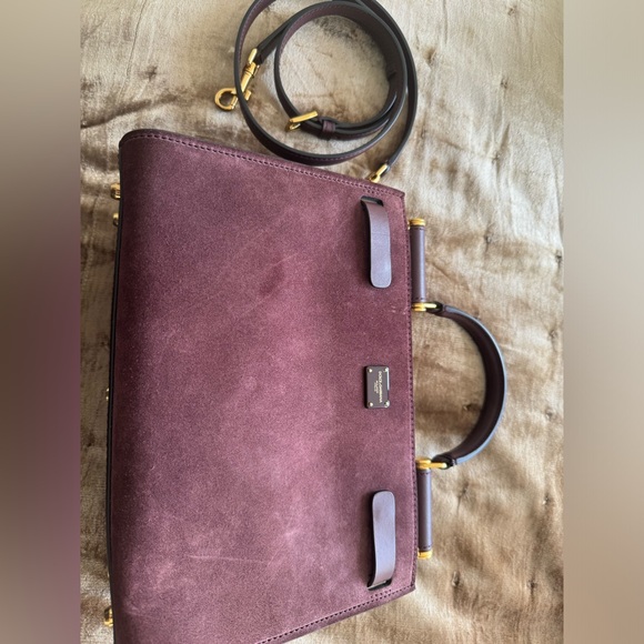 Dolce and Gabbana leather and suede bag with cross body strap and top handle. - Picture 2 of 8
